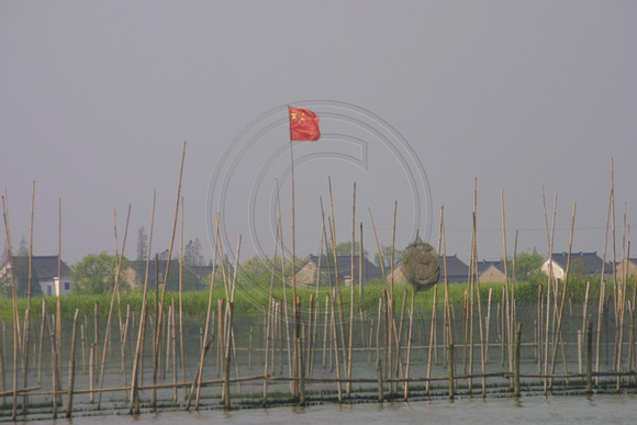 Nanhu Lake, Fishing Nets, Flag020412-7694