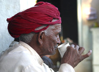 Bassi, Man Drinking Chai030312-5981a