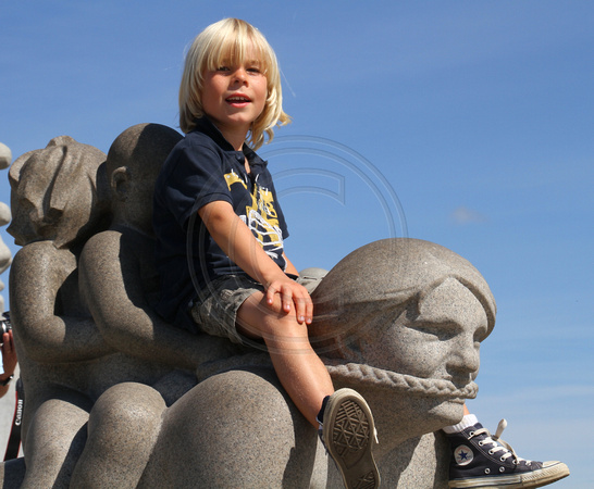 Oslo, Vigeland Park, Boy on Sculpture1044224a