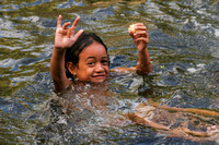 Fatu Hiva, Hanavave, Girl Swimming0689590