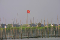 Nanhu Lake, Fishing Nets, Flag020412-7694