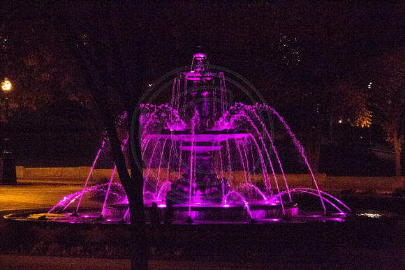 Quebec City, Fountain, Night112-1754