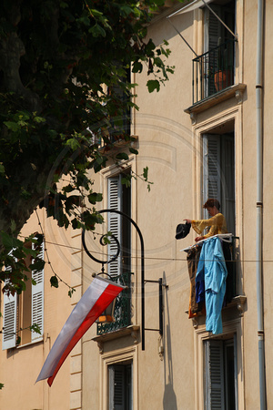 Antibes, Hanging Clothes on Balcony V1032758