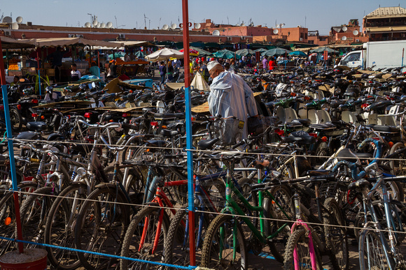 Marrakesh, Jemaa el Fna, Bikes130-9022