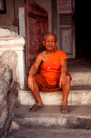 Luang Prubang, Monk on Steps S V-8884