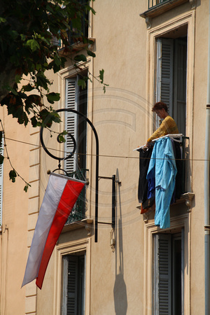 Antibes, Hanging Clothes on Balcony V1032761