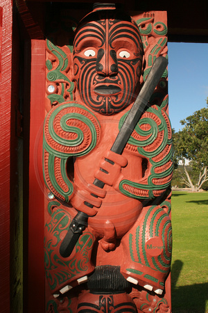 Waitangi, Canoe House Carving V0735158