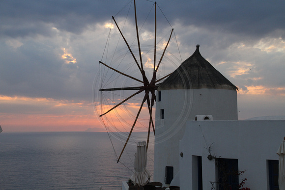 Santorini, Ia, Windmill, Sunset1018007