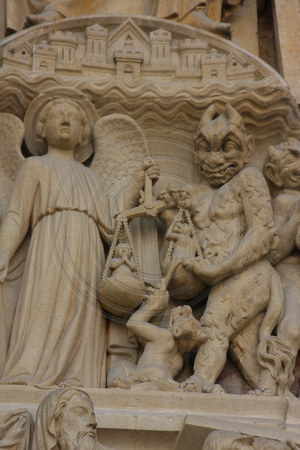 Paris, Notre Dame Cathedral, Facade, Detail V0940306
